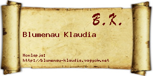Blumenau Klaudia névjegykártya
